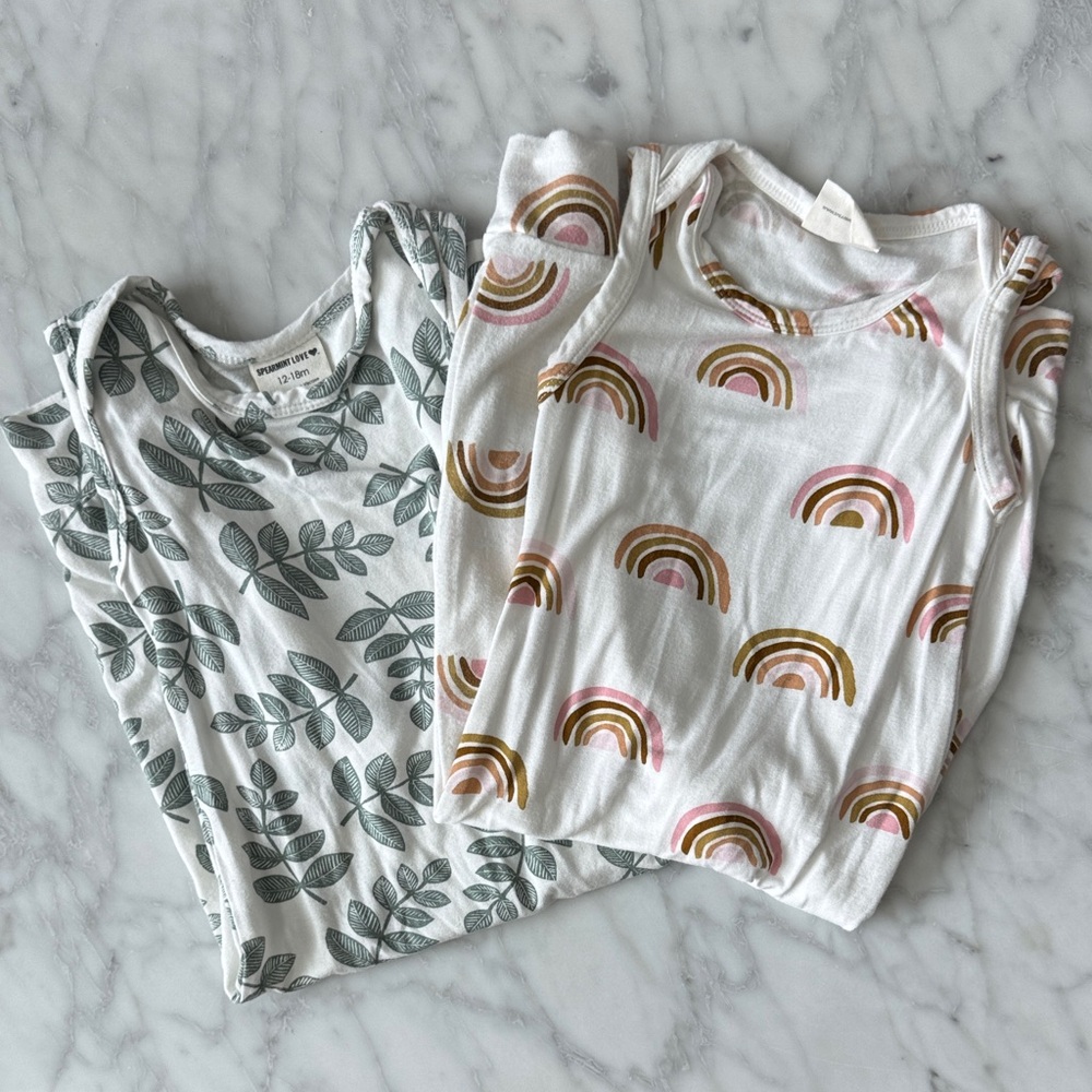 Rainbow and Leaf Print Kids One Pieces